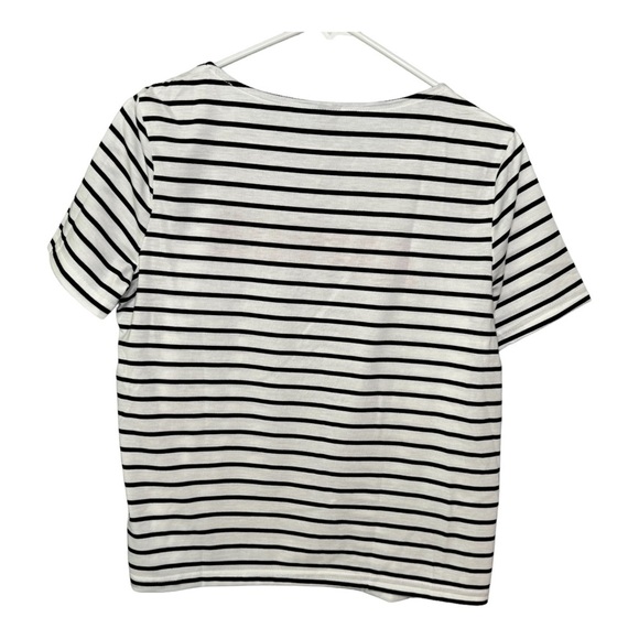 🔹5/$25🔹 SHEIN Frenchy Letter Pattern White and Black Striped Short Sleeve Tee. M - Picture 6 of 9